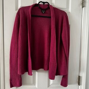Eileen Fisher Cardigan Sweater Magenta Linen Cotton Blend Open Front Size M